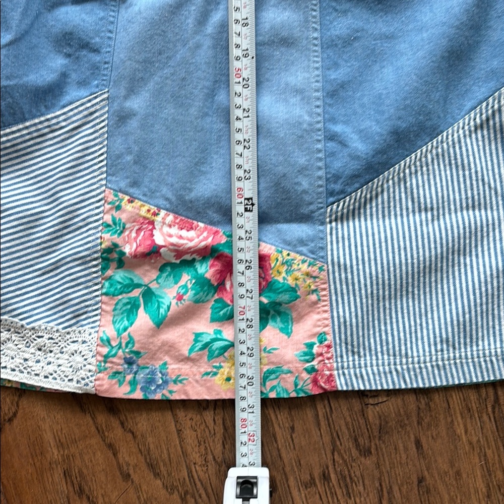 Floral Patchwork Denim Midi Skirt - image 4